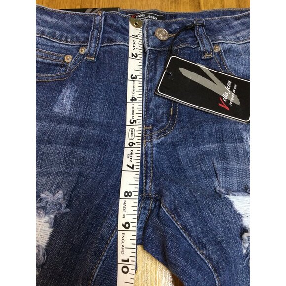 Vella Jean Womens Distressed Skinny Jeans Size 1 Cotton Blend Blue Stretch - Picture 8 of 9